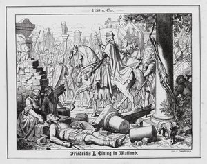 Święty Cesarz Rzymski Fryderyk I wjeżdża do Mediolanu autorstwa Wilhelm Camphausen