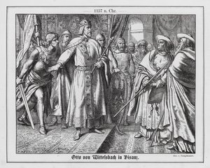 Cesarz rzymski Fryderyk I powstrzymujący Ottona z Wittelsbach przed atakiem na legata papieskiego w Besancon autorstwa Wilhelm Camphausen