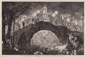 Festiwal ku czci artysty Petera von Corneliusa w Malkastenpark, Dusseldorf, Niemcy (grafika) autorstwa Wilhelm Gause