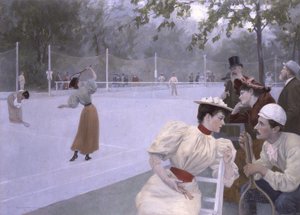 Miejski kort tenisowy z trawnikiem autorstwa Wilhelm Gause