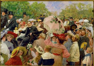 Burmistrz Wiednia Karl Lueger w swoim powozie podczas flower-corso na wiedeńskim Praterze w ... autorstwa Wilhelm Gause