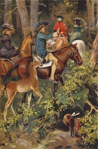 Scena z Ostatniego Mohikanina, James Fenimore Cooper (kolor lito) autorstwa Wilhelm Hoffmann