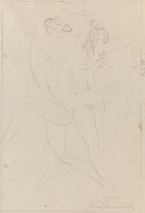 Nimfa i Satyr, ok. 1915 (grafit na papierze) autorstwa Wilhelm Hunt Diederich