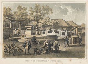 Most z ciosanego kamienia pod wejściem do świątyni, Simoda, 1855 autorstwa Wilhelm Joseph Heine