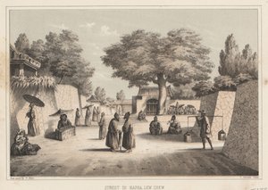 Ulica w Napha, Lew Chew, 1855 autorstwa Wilhelm Joseph Heine