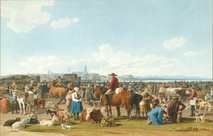 Targ bydlęcy w pobliżu Genui, 1820 autorstwa Wilhelm Kobell Ritter von