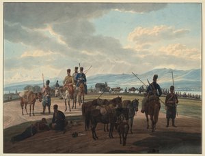 Kozacy rosyjscy w marcu 1804 autorstwa Wilhelm Kobell Ritter von