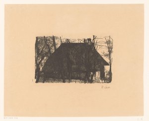 Farma między gołymi drzewami autorstwa Wilhelm Maria Hubertus Leibl (signed by artist)