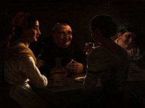 Opat żartujący z dwiema młodymi dziewczętami autorstwa Wilhelm Marstrand