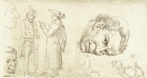 Druga próbka w stylografii z głową mnicha, końmi itp. autorstwa Wilhelm Marstrand