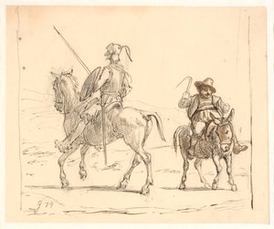 Don Kichot jedzie w lewo, Sancho Pansa w prawo autorstwa Wilhelm Marstrand