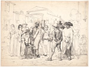 Szarlatan sprzedaje błyszczącą czerń, Rome autorstwa Wilhelm Marstrand