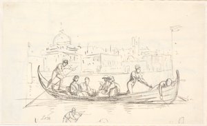 Gondola z dwoma wioślarzami autorstwa Wilhelm Marstrand