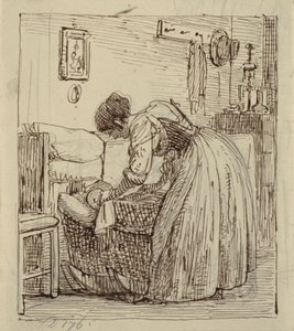 Włoszka z dzieckiem w kołysce autorstwa Wilhelm Marstrand