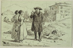 Włoska scena z dwiema kobietami i ojcem autorstwa Wilhelm Marstrand
