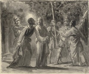 Jezus całowany przez Judasza w Ogrodzie Getsemane autorstwa Wilhelm Marstrand