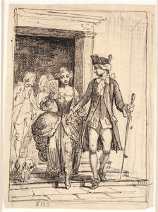 Leander i Leonora, za nimi Henrik i Pernille autorstwa Wilhelm Marstrand