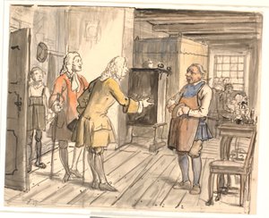 Wizyta gratulacyjna radnych. (Dzban polityczny) autorstwa Wilhelm Marstrand
