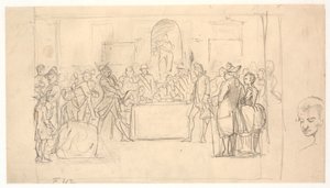 Szkic końcowej sceny Wesołego wraku autorstwa Wilhelm Marstrand
