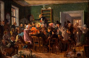 Scena z aukcji, 1835. autorstwa Wilhelm Nicolai Marstrand