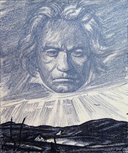 A Tribute to the Genius of Beethoven, ilustracja z magazynu „Simplicissimus”, Monachium 1920 (litografia)