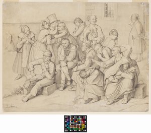 Dom wariatów (grafit na białym papierze, odłożony) autorstwa Wilhelm von Kaulbach