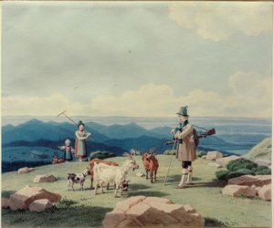 Myśliwy z dojarką i dzieckiem na Hirschberg autorstwa Wilhelm von Kobell