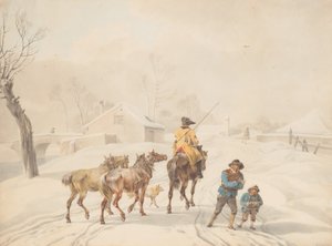 Postylion na koniu w zimowym pejzażu, ca. 1798.