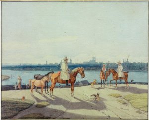 Jeźdźcy na brzegach Izary przed Monachium autorstwa Wilhelm von Kobell