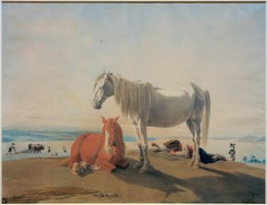 Konie pasące się na jeziorze Starnberg autorstwa Wilhelm von Kobell