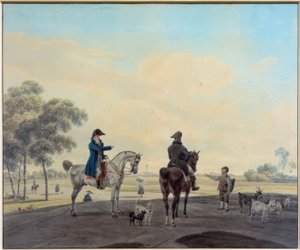 Dwóch jeźdźców na tle krajobrazu autorstwa Wilhelm von Kobell