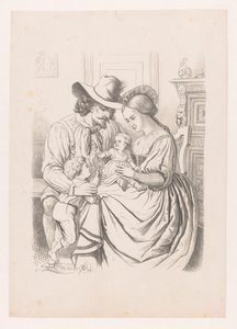 Rodzina z małymi dziećmi Trzeci wiek ludzkiego życia Art Album W.P. van Geldorp (tytuł serii) autorstwa Wilhelmus Petrus van Geldorp