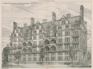 Albert Hall Mansions, South Kensington, Londyn autorstwa Willam Richard Lethaby