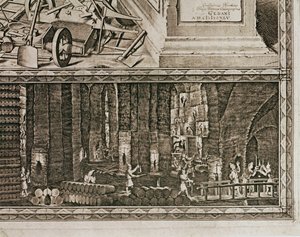 Kopalnie soli w Wieliczce pod Krakowem wytwarzały około jednej trzeciej dochodów królów polskich... (rycina) autorstwa Willem (c.1597 1660) Hondius