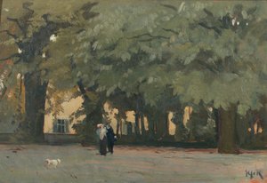 Para w kwadracie (olej na panelu) autorstwa Willem Adriaan van Konijnenburg