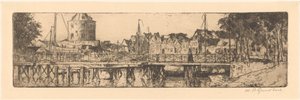 Enkhuizen autorstwa Willem Adrianus Grondhout (signed by artist)