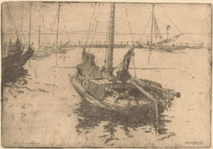 Barki w porcie Volendam autorstwa Willem Adrianus Grondhout (signed by artist)