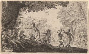Bachanalia z tańczącą parą po prawej stronie autorstwa Willem Basse