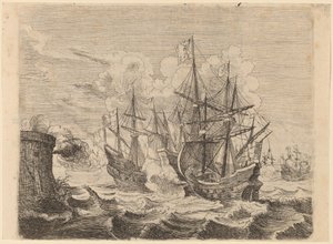 Zwycięstwo Heemskercka nad flotą hiszpańską na Gibraltarze, 1634. autorstwa Willem Basse