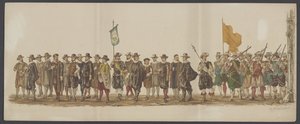 Parada Delft z 1862 r., grupa siódma i ósma Czwarte Lustrum Akademii Królewskiej w Delft - Ao. 1862 - Costumed Optogt (tytuł serii na obiekcie)