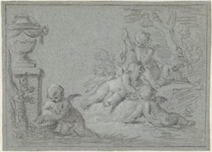 Putti w krajobrazie z wazonem autorstwa Willem Bilderdijk
