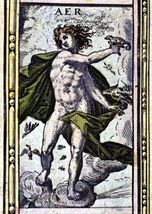Powietrze, jeden z czterech żywiołów przedstawionych w Atlasie W. Blaeu wydrukowanym w Amsterdamie w 1655 roku. autorstwa Willem Blaeu