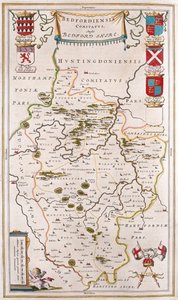 Hrabstwo Bedford, w "Theatrum Orbis Terrarum, sive Atlas Novus" Willema Blaeu, Amsterdam autorstwa Willem Blaeu