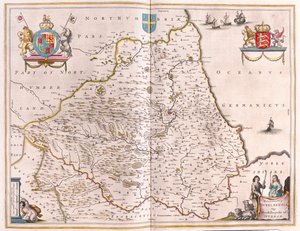 Bishoprike of Durham, w "Theatrum Orbis Terrarum, sive Atlas Novus" Willema Blaeu, Amsterdam autorstwa Willem Blaeu