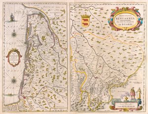 Bordelais-Pays du Médoc - Born- Aquitaine - zachodnie wybrzeże Francji, w "Theatrum Orbis Terrarum, sive Atlas Novus" Willema Blaeu, Amsterdam autorstwa Willem Blaeu
