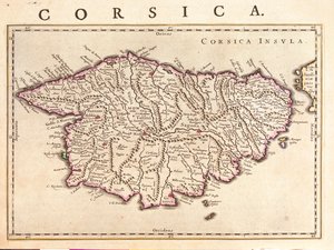 Wyspa Korsyka, "Theatrum Orbis Terrarum, sive Atlas Novus" Willema Blaeu, Amsterdam autorstwa Willem Blaeu