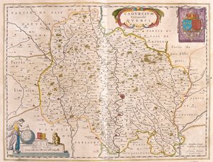Departament rzeki Lot - Langwedocja - Quercy, w "Theatrum Orbis Terrarum, sive Atlas Novus" Willema Blaeu, Amsterdam autorstwa Willem Blaeu