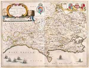 Dorchester (Dorset), w "Theatrum Orbis Terrarum, sive Atlas Novus" Willema Blaeu, Amsterdam autorstwa Willem Blaeu