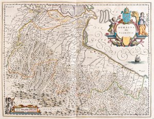 Emilia Romagna, Włochy, w "Theatrum Orbis Terrarum, sive Atlas Novus" Willema Blaeu, Amsterdam autorstwa Willem Blaeu