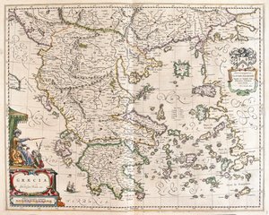 Grecja, w "Theatrum Orbis Terrarum, sive Atlas Novus" Willema Blaeu, Amsterdam autorstwa Willem Blaeu